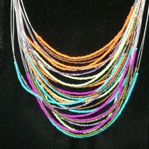 Multi-colour Wire Bib Necklace
